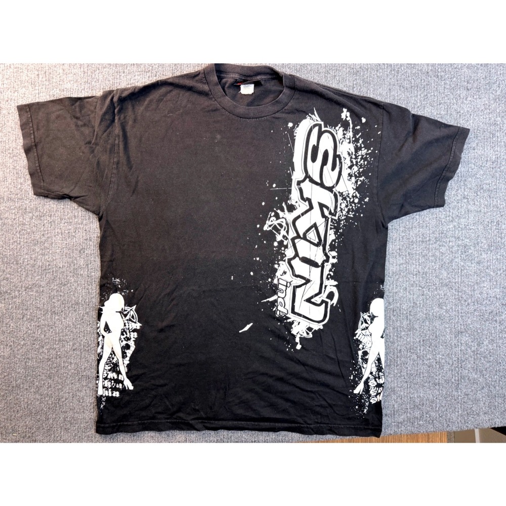 Vintage Skin Industries T Shirt Mens XL Black Cotton Graphic Tee Y2K Skate 90s